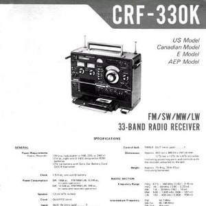 SONY CrF-330K Service Manual Fm Sw Mw Lw 33 Band Radio Receiver in English. MORE MANUALS @ themanualsservice dot com