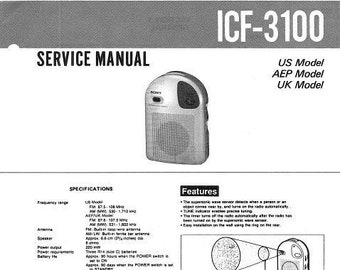 SONY IcF-3100 Service Anleitung Fam Empfänger in Englisch. MEHR HANDBÜCHER @ themanualsservice dot com
