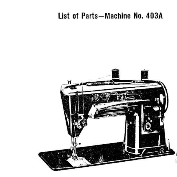 SINGER 403A List Of Parts Sewing Machine in ENGLISH