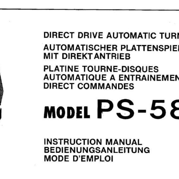 HITACHI PS-58 Instruction Manual Direct Drive Turntable in English Deutsch und Francais