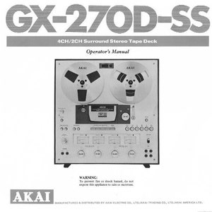 AKAI GX-270D-SS Tape Deck Operator's Manual 12 Pages English Pdf