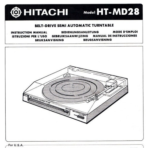 HITACHI HT-MD28 INSTRUCTION Manual Belt Drive Semi Automatic Turntable