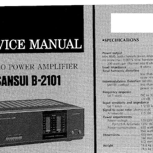 SANSUI B-2101 Service Anleitung Stereo Endstufe in Englisch. MEHR HANDBÜCHER @ themanualsservice dot com