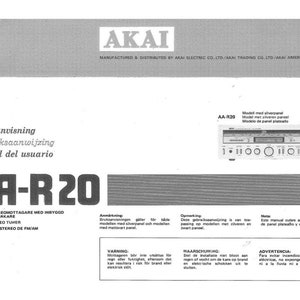 AKAI Aa-R20 Bruksanvisning/Gebruiksaanwijzing/Manual Del Usuario Fm Am Stereo Receiver Sw Nl Es MORE MANUALS @ themanualsservice dot com