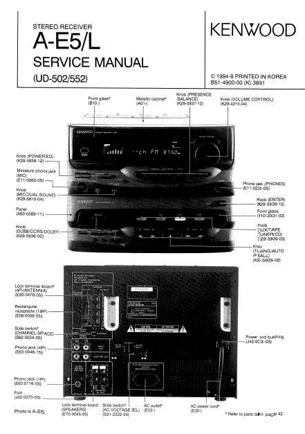 KENWOOD A-e5 A-e5l Service Manual Stereo Receiver Inc Schems 39