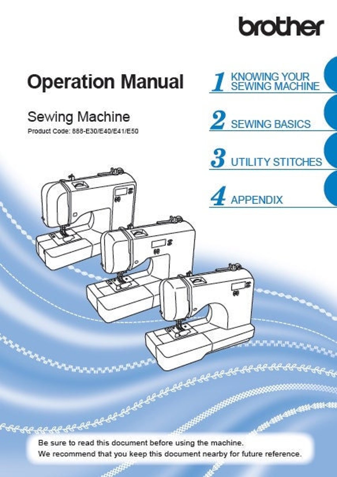 BROTHER SQ9285 Operation Manual Sewing Machine in ENGLISH Etsy