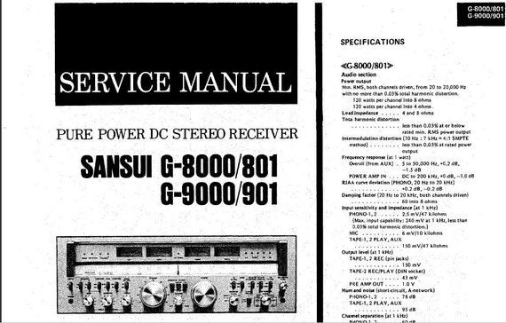SANSUI G-801 G-8000 G-901 G-9000 ステレオレシーバー サービス