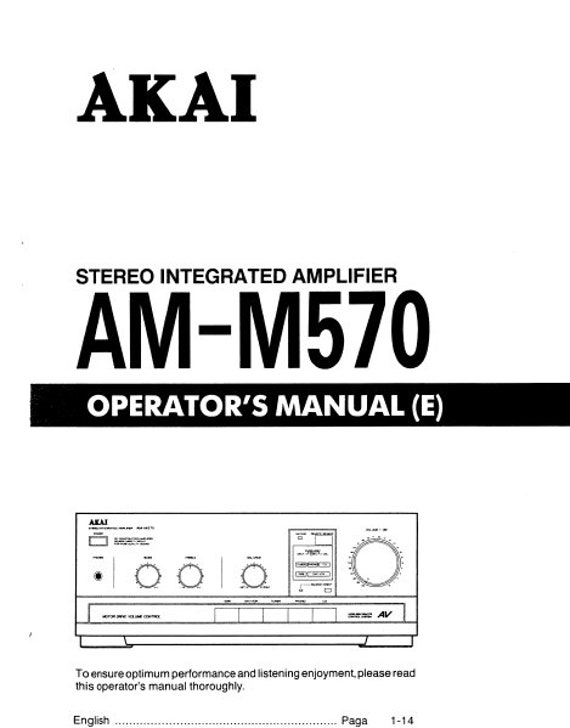 AKAI Am-m570 Operators Manual Stereo Integrated Amplifier Eng (PDF