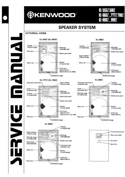Kenwood Speaker System Service Manual: KL Series (PDF Download) - Etsy