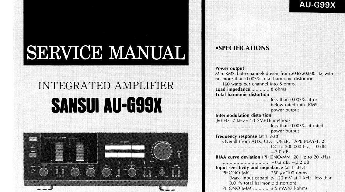 SANSUI Au-g99x Service Manual Integrated Amplifier 16 Pages