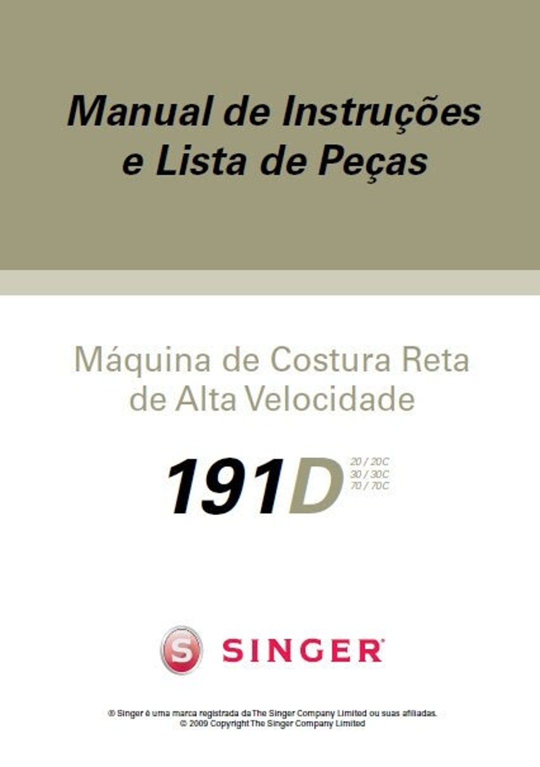 SINGER 191D Manual De Instrucoes Maquina De Costura Portugues - Etsy