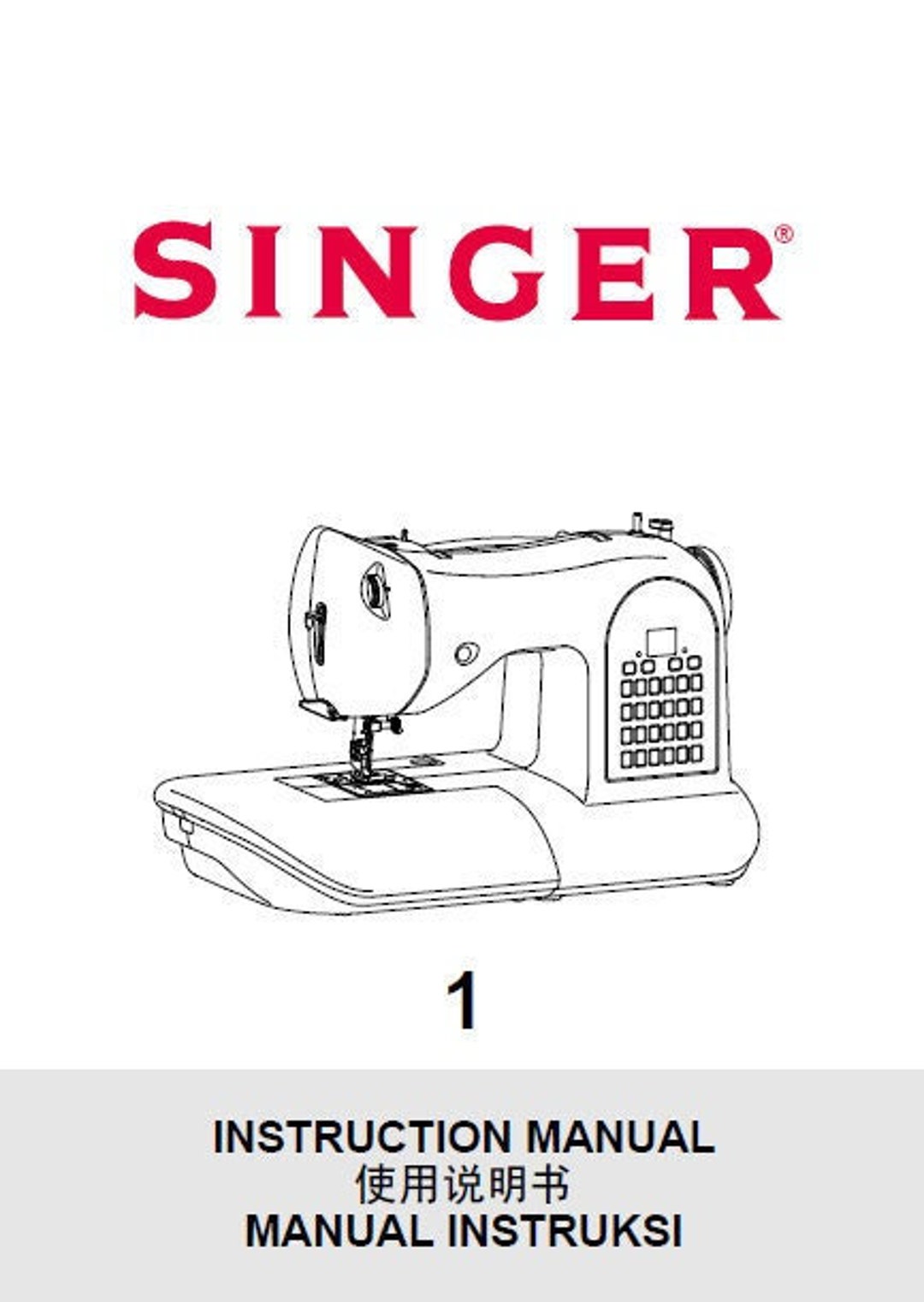 SINGER 1 Instruction Manual Sewing Machine in English and Indonesian