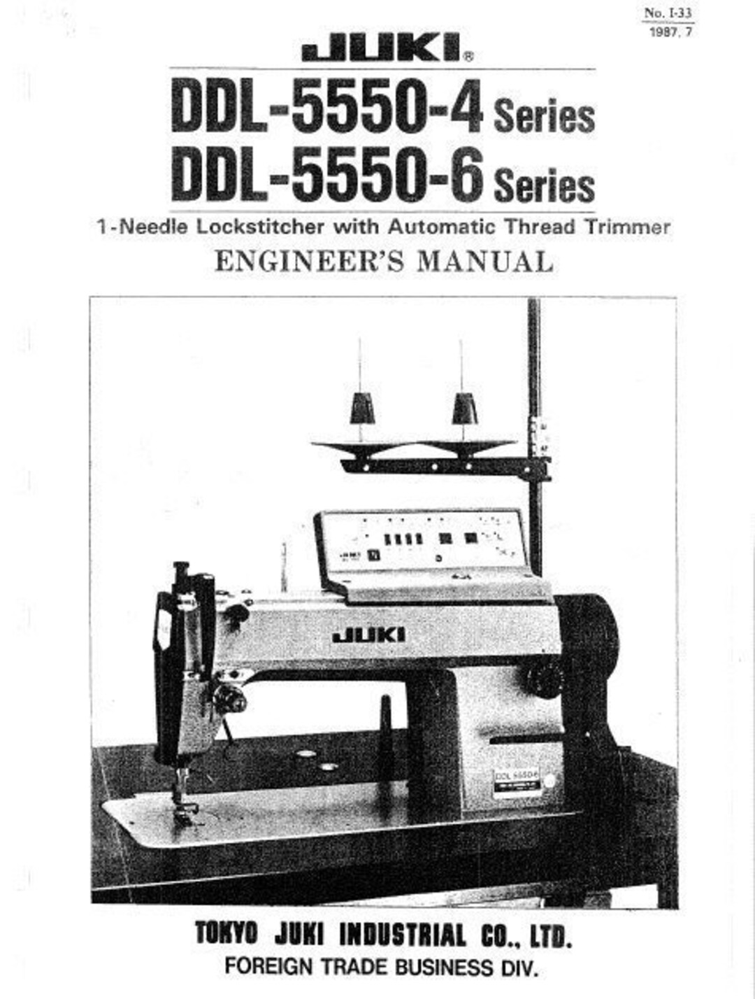 JUKI Ddl55504 Series Ddl55506 Series Engineers Manual Sewing Machine in English. MORE