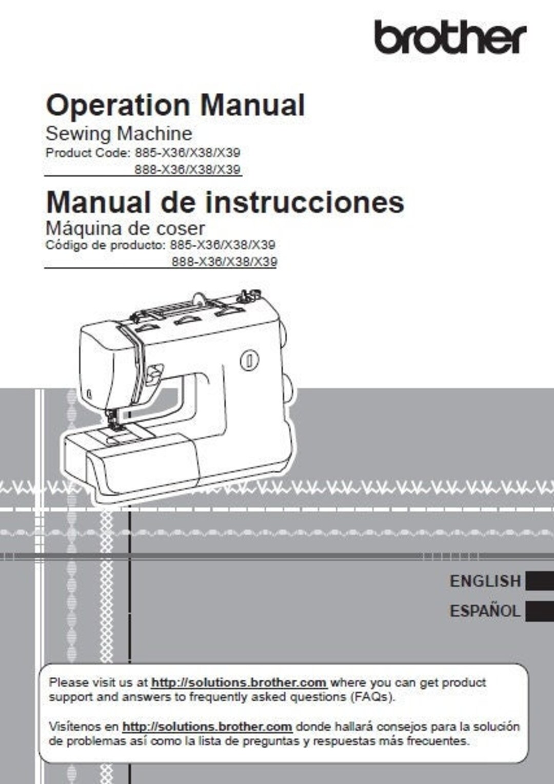 BROTHER ST371HD Operation Manual Manual De Instrucciones Sewing Machine