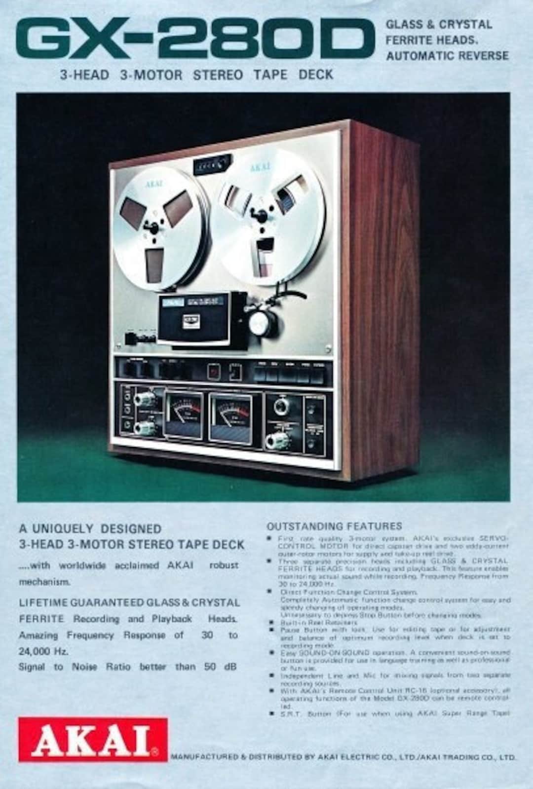 AKAI GX-280D Stereo Tape Deck Catalog (PDF Download) - Etsy