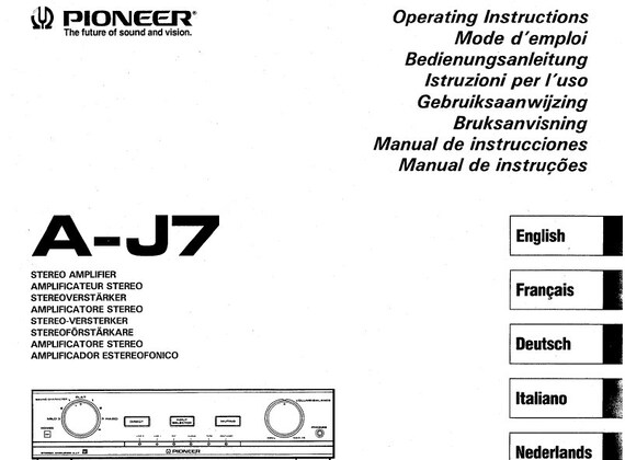 PIONEER A-j7 シリアルアンプ 取扱説明書 英語版 - Etsy 日本