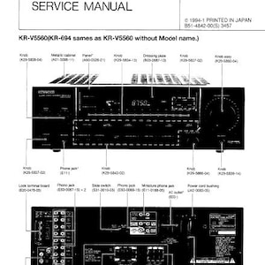 KENWOOD Kr-694 Kr-V5560 Kr-V6060 Service Manual Av Stereo Receiver in English. MORE MANUALS @ themanualsservice dot com