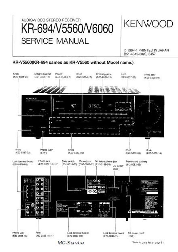 Kenwood AV Stereo Receiver Service Manual – Kr-694 Kr-v5560 Kr