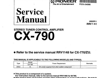 PIONEER Cx-790 Cx-770s Cx-770 Service Manual Stereo Tuner Control Amplifier in ENGLISH