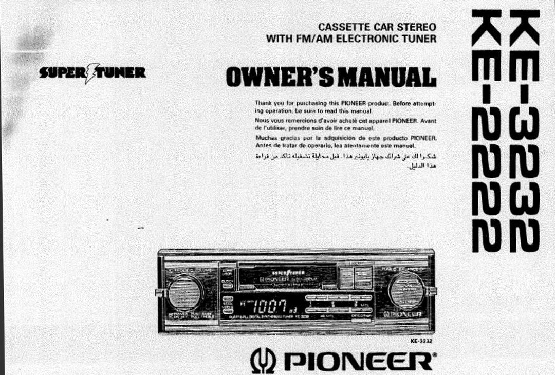 Pioneer KE-3232 KE-2222 Car Stereo Owner's Manual (english) - Etsy