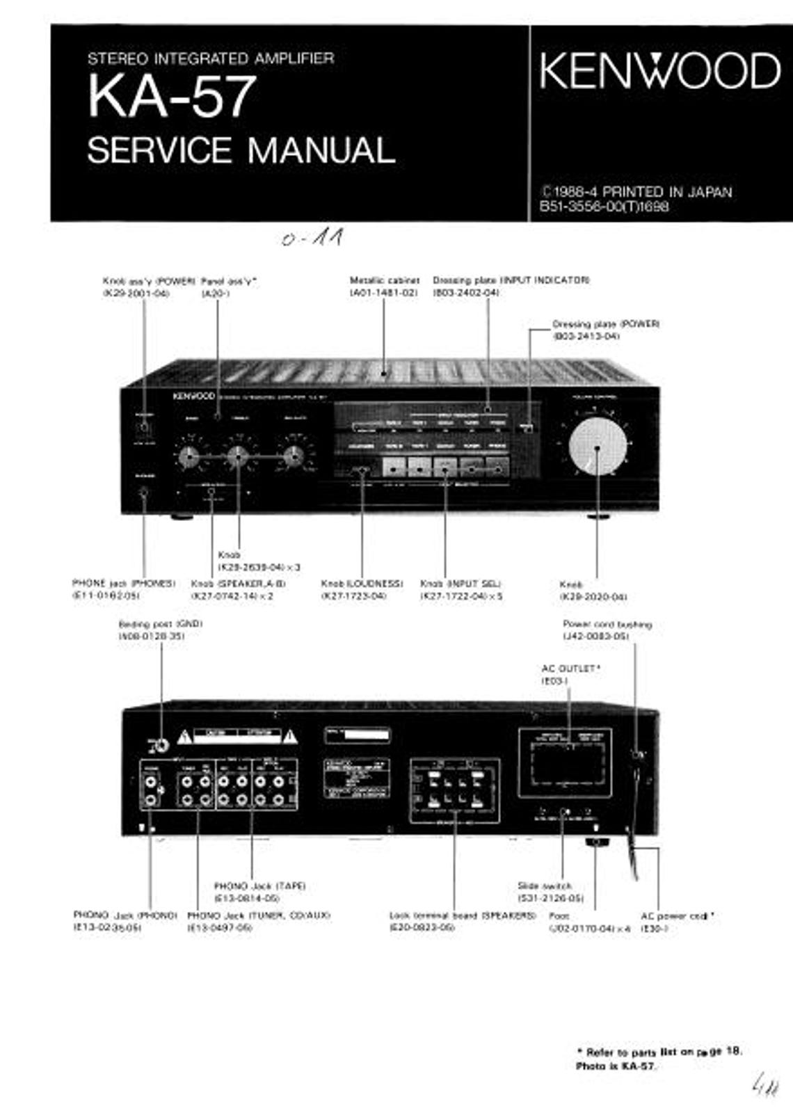 KENWOOD Ka-57 Service Manual Stereo Integrated Amplifier in English ...
