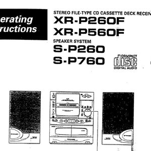 PIONEER Xr-p260f Xr-p560f  S-p260 S-p760 Operating Instructions Stereo File Type Cd Cassette Deck Cassette Receiver Speaker System