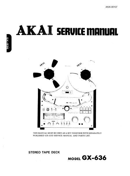あこた　オーダーページ AKAI GX-636 Stereo Tape Deck Service Manual (PDF Download) - Etsy