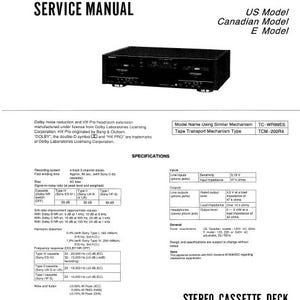 SONY Tc-WR901ES Service Manual Stereo Cassette Deck in English. MORE MANUALS @ themanualsservice dot com