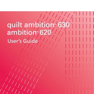 May include: A red and white user's guide for the Pfaff quilt ambition 630 and ambition 620 sewing machines. The Pfaff logo is in the top right corner. The text "Perfection starts here." is below the logo.