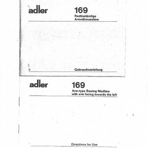ADLER 169 Gebrauchsanleitung/Directions For Use Nahmaschine/Sewing Machine Deutsch English MORE MANUALS @ themanualsservice dot com