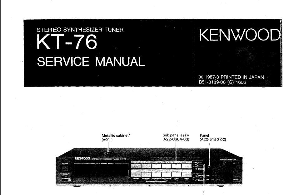 KENWOOD KT-76 Service Manual Stereo Synthesizer Tuner in ENGLISH