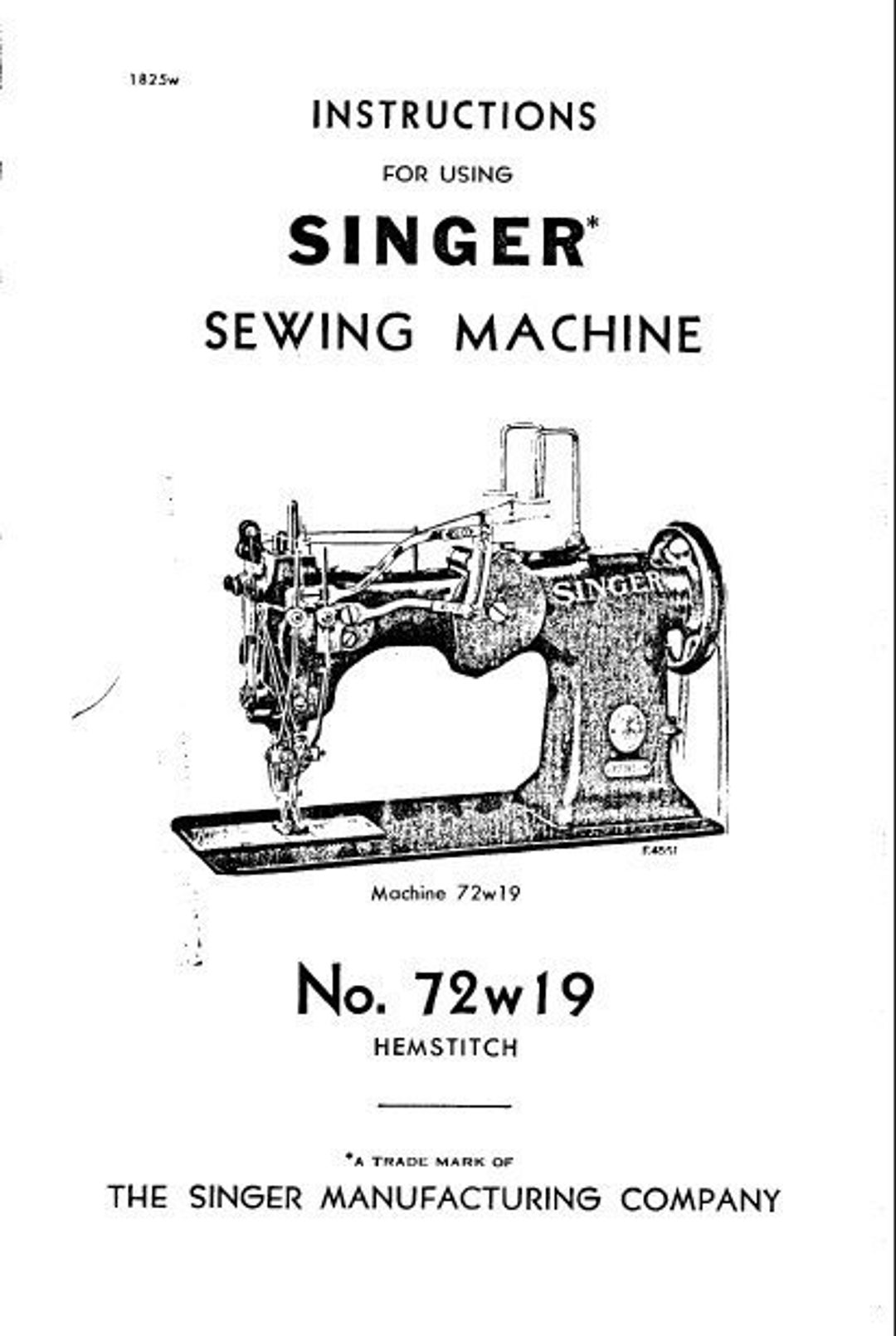 SINGER 72W19 Instructions Sewing Machine Etsy