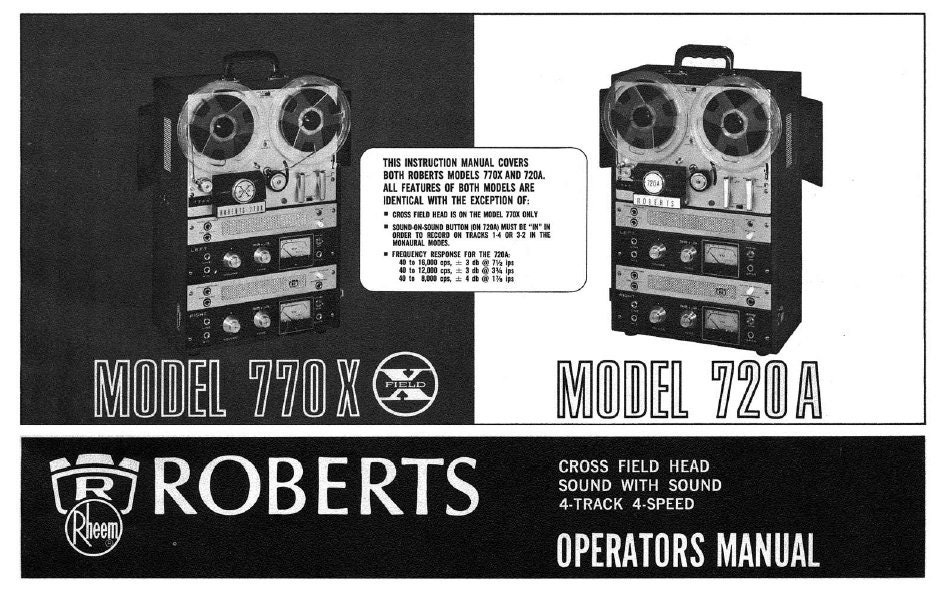 ROBERTS 770X 720A Operators Manual Inc Trshoot Guide and
