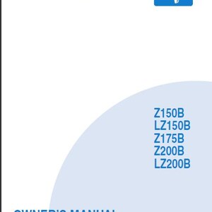 May include: A white background with the Yamaha logo and a blue square with a motor graphic. The text "OWNER'S MANUAL" is displayed, along with model numbers Z150B, LZ150B, Z175B, Z200B, and LZ200B.