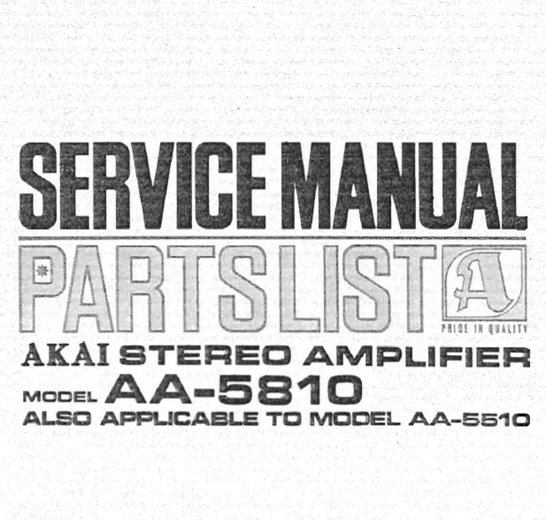 AKAI Aa-5810 Aa-5510 Service Manual Stereo Amplifier in English