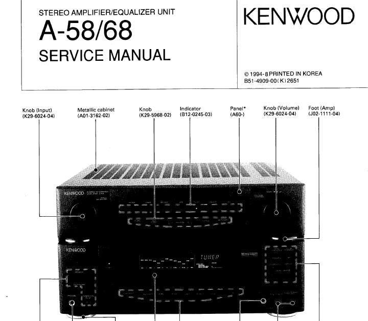 KENWOOD A-58 A-68 Service Manual Stereo Amplifier/equalizer Unit