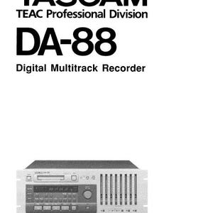 TASCAM DA-88 Bruksanvisning Digital Multitrack Recorder 26 Sidor Engelska Pdf Ladda ner