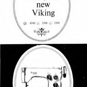May include: Black and white illustration of a Viking sewing machine with the text "How to sew with your new Viking 4310 3310 3340" above the image.