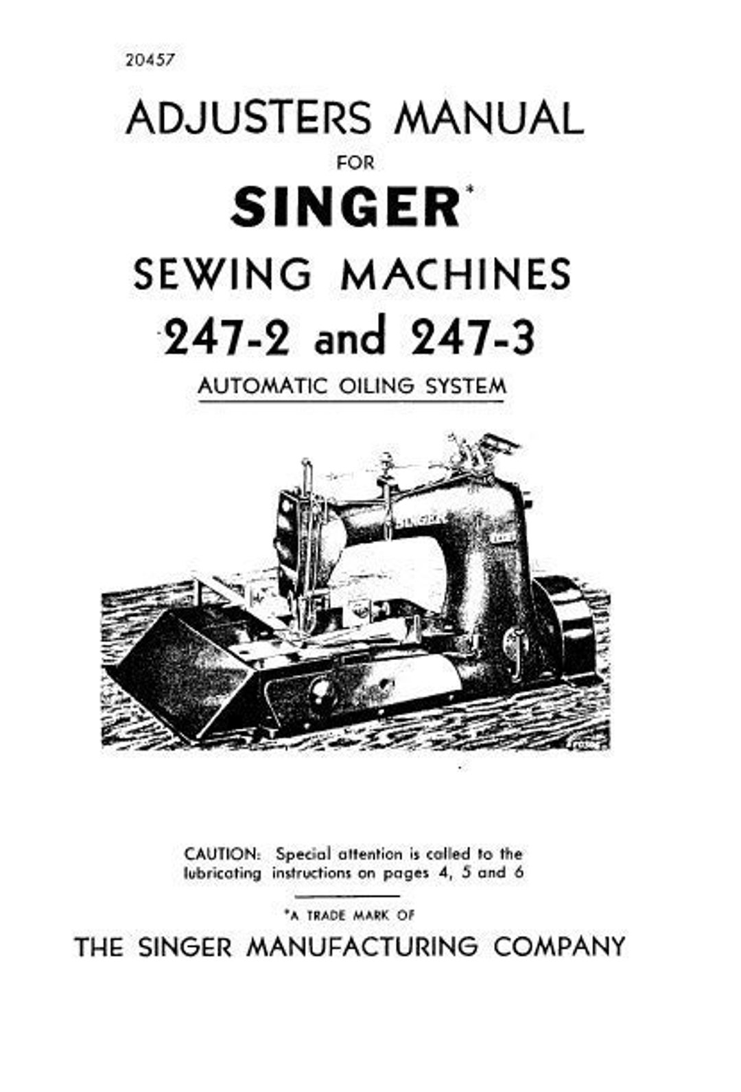 SINGER 247-2 247-3 Adjusters Manual Sewing Machines 