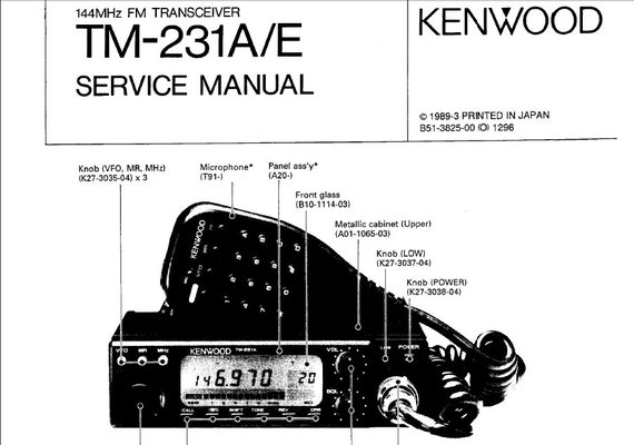KENWOOD TM-231A TM-231E 144MHz FMトランシーバー サービスマニュアル
