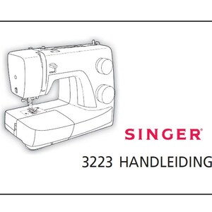 May include: A black and white line drawing of a Singer 3223 sewing machine with the text "SINGER 3223 HANDLEIDING" below it.