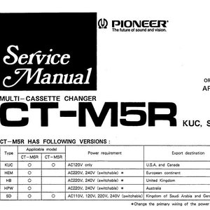 PIONEER Ct-m5r Ct-m6r Service Manual Multi Cassette Changer in ENGLISH