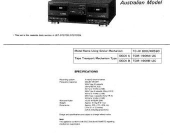 SONY TC-D707 TC-D709 Service Anleitung Stereo Kassettendeck Englisch Pdf Download