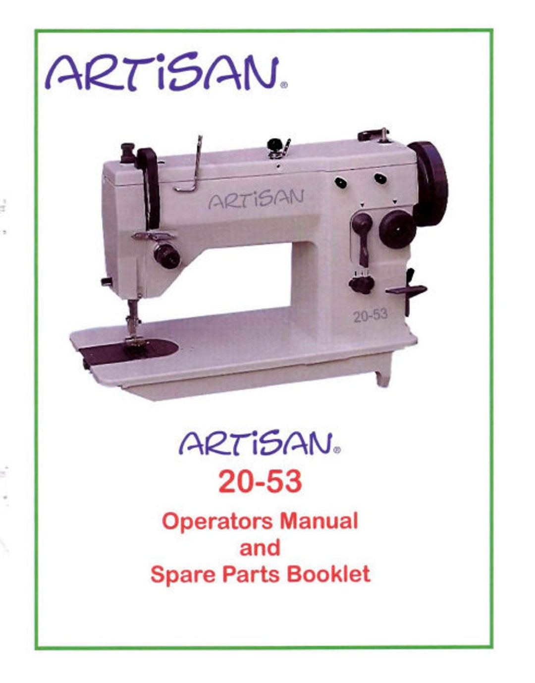 ARTISAN 2053 Operators Manual Sewing Machine Etsy