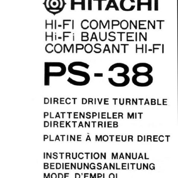 HITACHI PS-38 Instruction Manual Direct Drive Turntable in English Deutsch und Francais