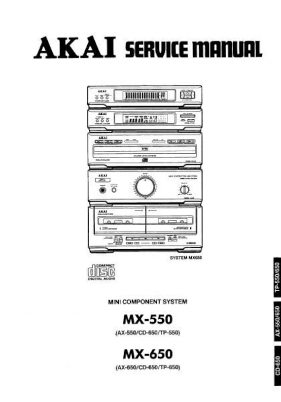 AKAI MX-550 MX-650 Mini Component System Service Manual - Etsy