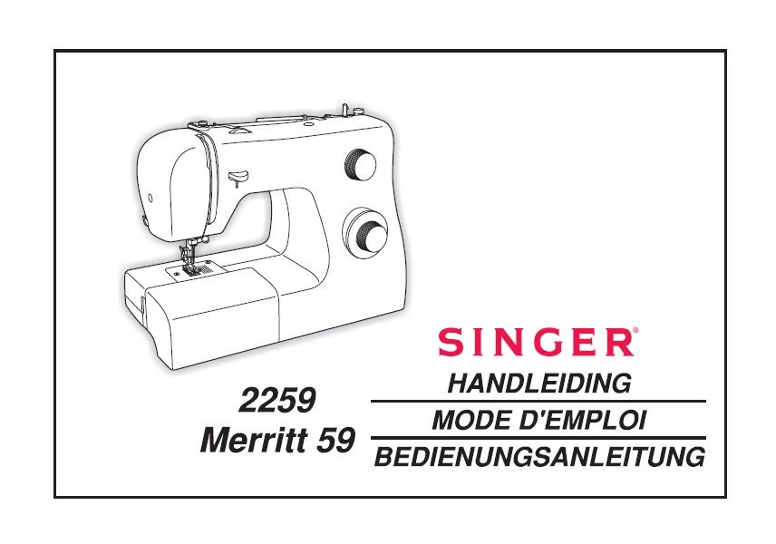 Singer 2259 Merritt 59 Sewing Machine Manual: Dutch, French, German (PDF Download)
