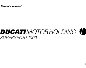 Manuel du propriétaire de la moto Ducati Supersport 1000 - 86 pages (téléchargement PDF)