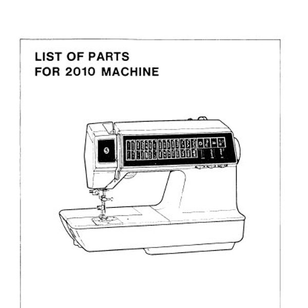 SINGER TOUCH TRONIC 2010 List Of Parts Sewing Machine in English