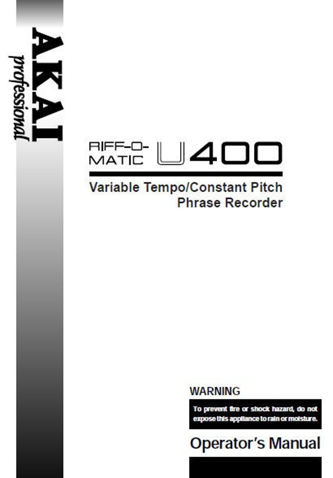 AKAI U400 Riff O Matic フレーズレコーダー 取扱説明書 - Etsy 日本